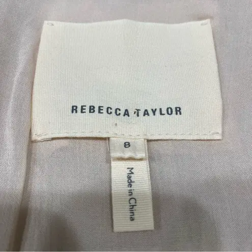 Rebecca Taylor ruffle trim light grey lamb skin leather bomber jacket blazer 8