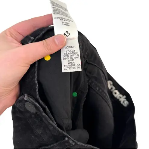 Snacks Mother 27‎ The Fun Dip Slice Denim Maxi Skirt Late Night Lick Faded Black Size 4