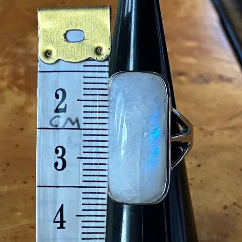 Rainbow Moonstone Sterling Silver Ring Size 6