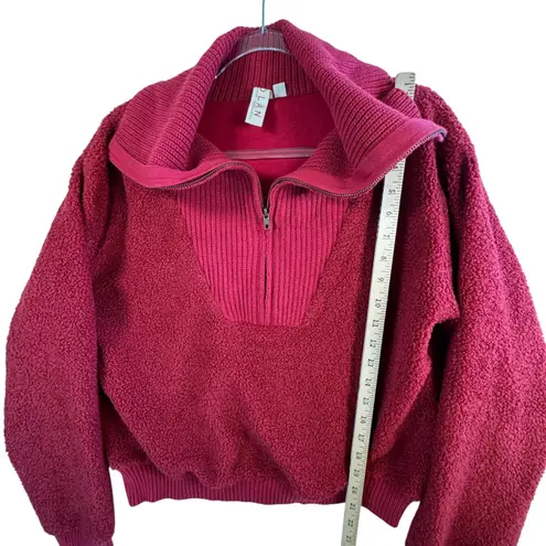 Dolan Sz M Red 1/2 Zip Sherpa Mockneck Pullover Textured Teddy Fleece Sweatshirt Size M