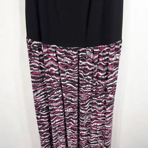 Daisy Fuentes Plus Size 3X Maxi Dress Black Pink Color Block Sleeveless 789