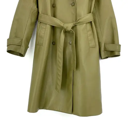 Babaton Tabloid Trench Coat Vegan Leather Olive Green S