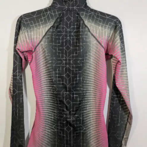 Nike  Pro 1/4 Zip Pullover Women’s S Gray Pink Geometric Print Long Sleeve
