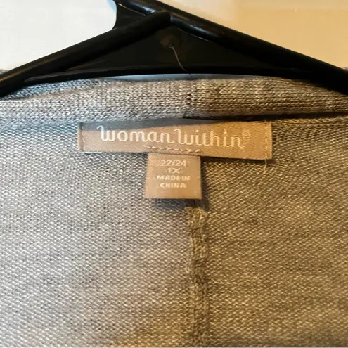 Woman Within Gray Cardigan Sweater Knit