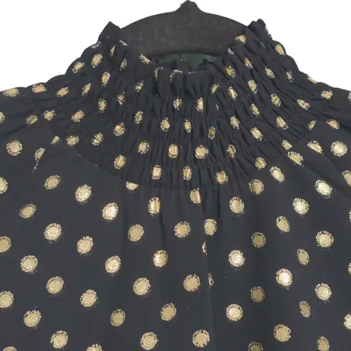 Yumi Kim Lexington Ave Top Hot Spot Black Gold Long Sleeves Polka Dot XS New