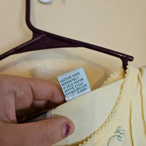 Shenanigans Size Petite Small Cottage Core TShirt Embroidered PS Cotton Light Yellow