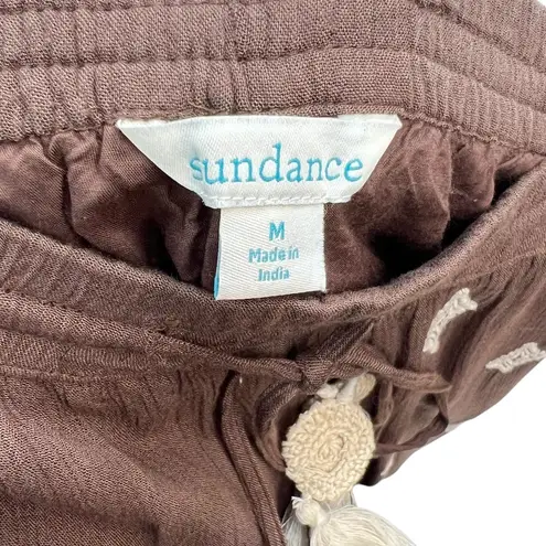 Sundance Le Meridien Pants Crop Embroidered Tasseled Brown Size Medium Brown