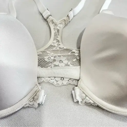 Maidenform Size 38C One Fab Fit Full Coverage Lace Racerback Bra 07112 White