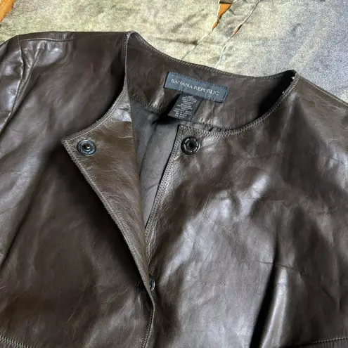 Banana Republic  Olive Green Leather Jacket