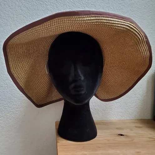 Disney Parks Woven Straw Sunhat Mickey Mouse Bow Tan Natural One Size Floppy