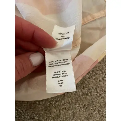 Rails Thea Sunset Stripe Pink & Beige Stripe Tie Front Short Sleeve Top