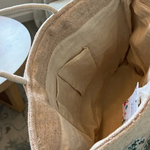 NWT Viral Tik Tok Beaded Sea Turtle Canvas Summer Beach Tote Bag Handcrafted Green