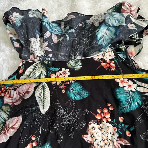 Magnolia Black Floral Mini Dress Orange Size M