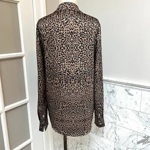 Guess by Marciano  Leopard Animal Print Silky Button-up Blouse Small