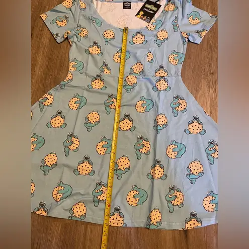 Rare! Cakeworthy Sesame Street Cookie Monster Skater Dress Blue Size L