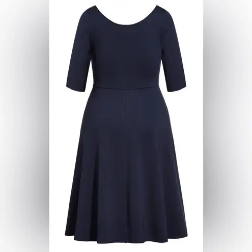 City Chic Black A-Line Midi Dress Scoop Neck