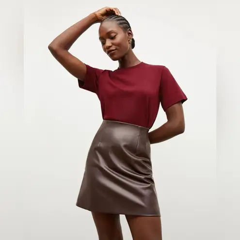 MM.LaFleur NWT M.M. Lafleur The Whitney Brown Vegan Faux Leather A-Line Mini Skirt Size 2 - Image 10