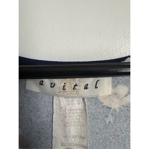 90s Vintage Avital blue floral fit flare midi dress sz XL rockabilly feminine