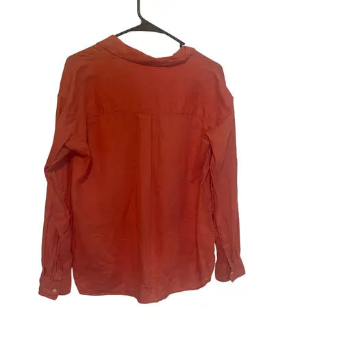 Uniqlo  Women's‎ Size Small Coral Pink 100% Linen Long Sleeve Blouse