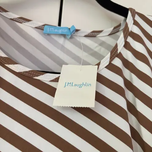J. McLaughlin Elora Mini Dress Catalina Cloth Stripe Side Tie Brown White Size XL