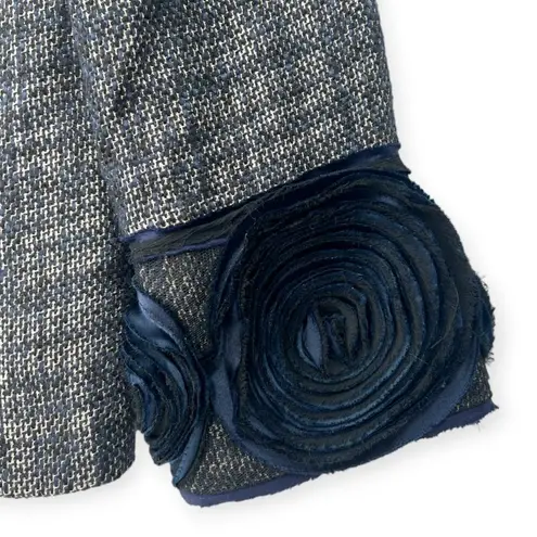 Alberto Makali | Size 4 | Tweed Open Front Floral Ribbon Accents Blazer Jacket