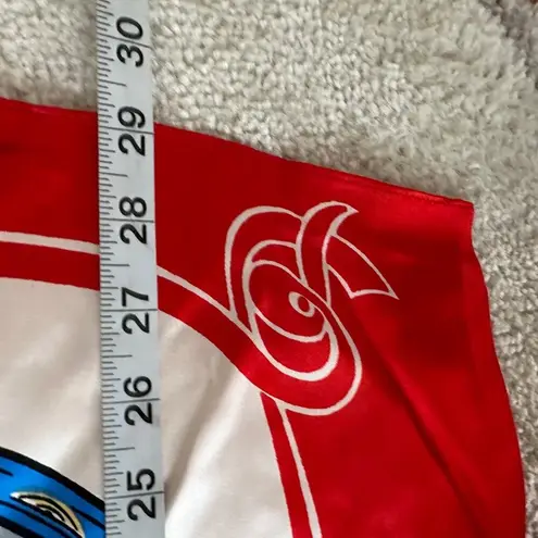 Vintage 70s Spanish Dancers Man & Woman Roses Silk Scarf from Bilbao Spain Pink