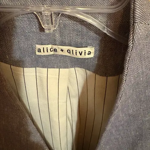 Allison Linen Blend Draped-Collar Chambray Blazer in Blue thumbnail 5