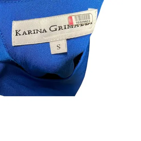 Karina Grimaldi Silvia Solid Jumpsuit Sleeveless Open Back Blue Size Small