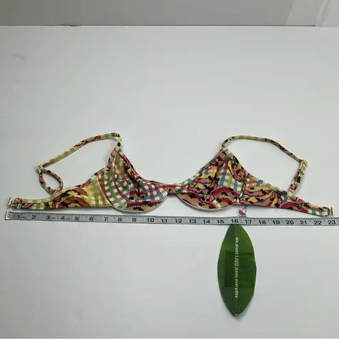 Farm Rio Banana Vichy Swim Bikini Top Womens Size XS Summer Vacation NEW