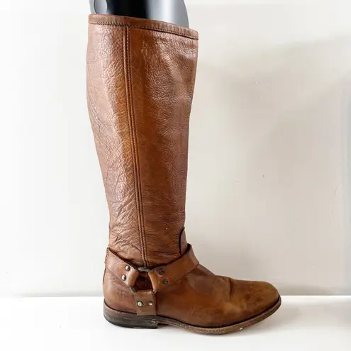 Frye  Phillip Knee High Leather Harness Equestrian Riding Boots Brown 7