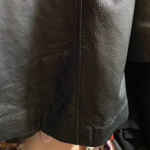 Massini Vtg Leather Jacket - L Hooded, Faux Fur Black Full Zip