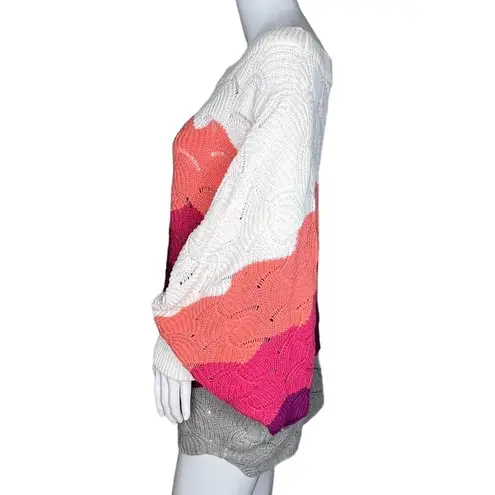 Andree by Unit Sweater Womens Small Boat Neck White Multicolor Stripe Oversized - Image 3