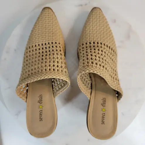 Seven Dials Womens Mule Heels 8 Brown Cognac Woven Quinton Pointed Toe Clogs