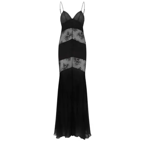 Rat & Boa Venezia Maxi Sheer Slip Dress Size XS Black