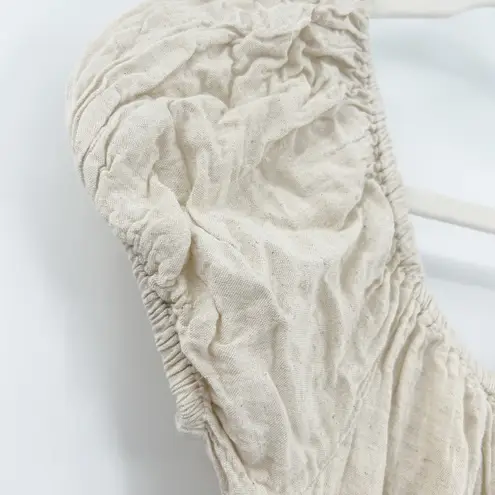 Sim & Sam Womens Cottagecore Milkmaid Beachy Linen Blend Midi Dress Size S Beige