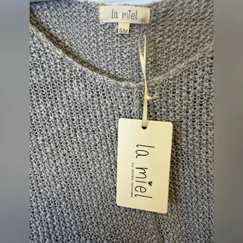 NWT La Miel Soft Gray Knit Oversized Sweater V