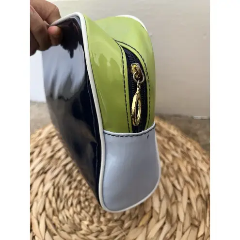 Estee Lauder Retro Lime Green And Cerulean Blue Color Block Make Up Bag Clutch