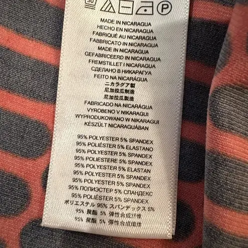 Michael Michael Kors Red Black Geometric Print Gold‎ chain Lace up tunic top