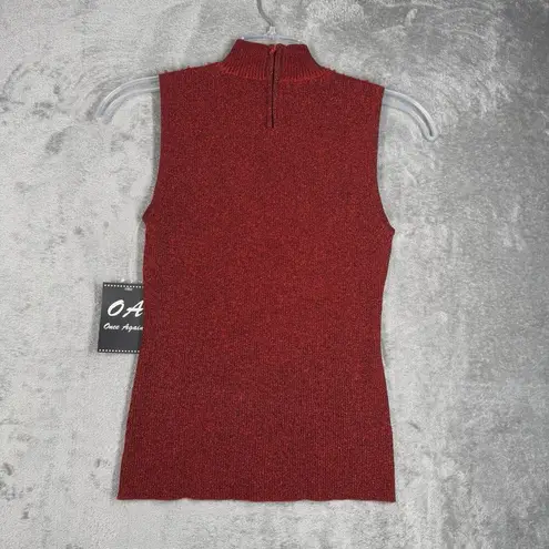 Once Again Sweater Womens Medium Red Beaded Shimmer Knit Party Holiday Event Y2K