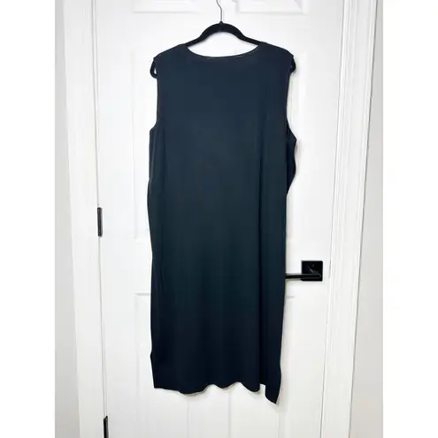 Ming Wang Plus Size 2X Crew Neck Knit Acrylic Tank Dress Black Minimalist