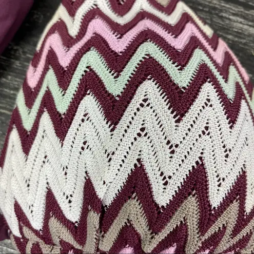 Perry Ellis Knit Bikini Swim Suit Padded Chevron Triangle Slide Top S