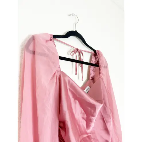 We Wore What NWT Silky Cowl Neck Mini Dress Size 4 Pink Long Sleeve Aline