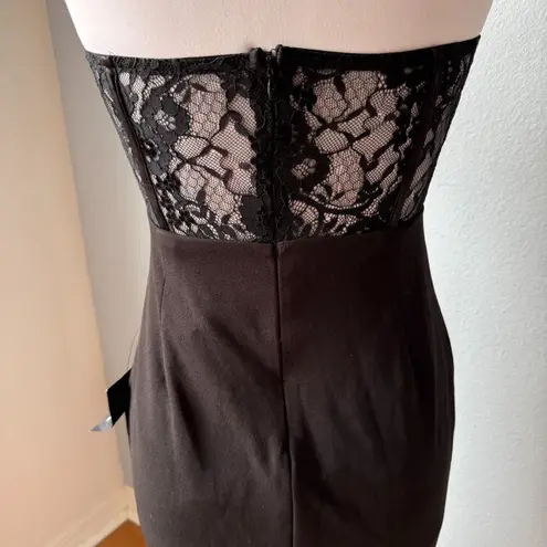 Lulus  Sultry Persona Black Lace Strapless Bustier Mermaid Maxi Dress Size Medium