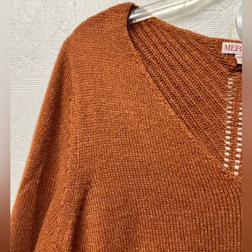 Merona  rust orange brown knit V neck pullover sweater top sz XXL