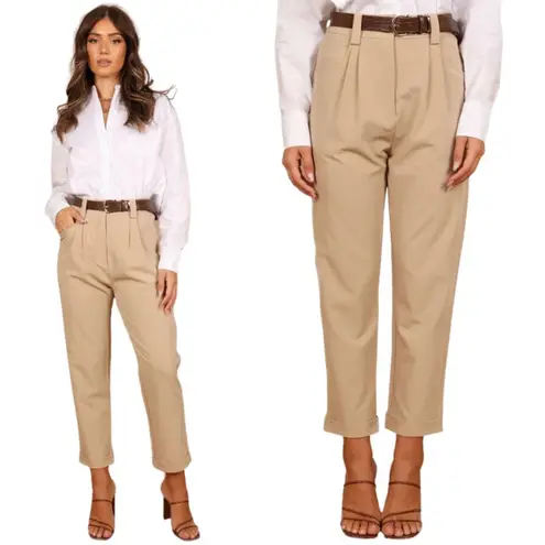 Petal and Pup Lexie Pleated Trouser Dress Pants Women's 8 Tan Cuffed Crop Career