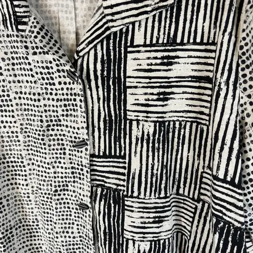 Habitat Clothes To Live In Top Linen Cotton Black White Striped Button Up XL