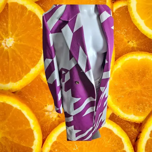 Jacket Hub Purple Emily in Paris White Geometric Print Double Breasted Jacket Purple