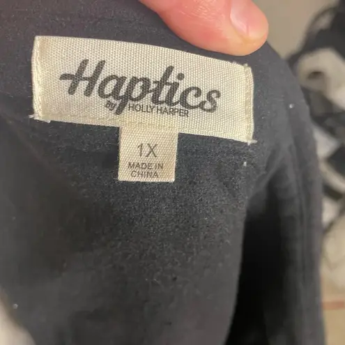 Haptics Womens Black Plaid Oversized Flannel Patches Button Down Shirt Jacket 1X