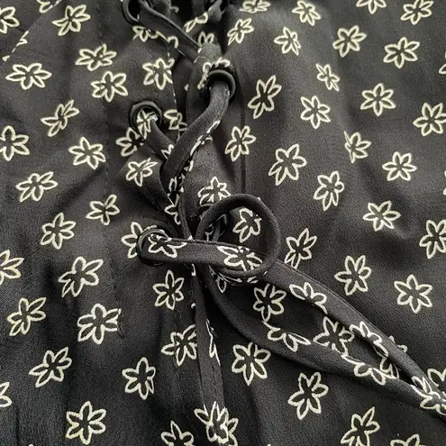 Flynn Skye Presley black ditsy floral tie up side & slit maxi skirt, size S