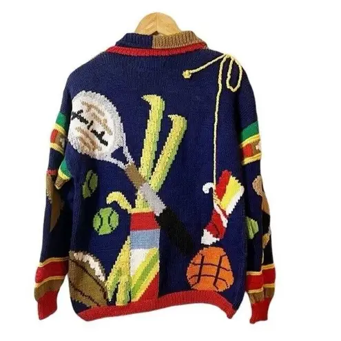 Vintage Britches Sports Handknit Pima Cotton Collared Sweater Golf tennis Blue Size L - Image 2